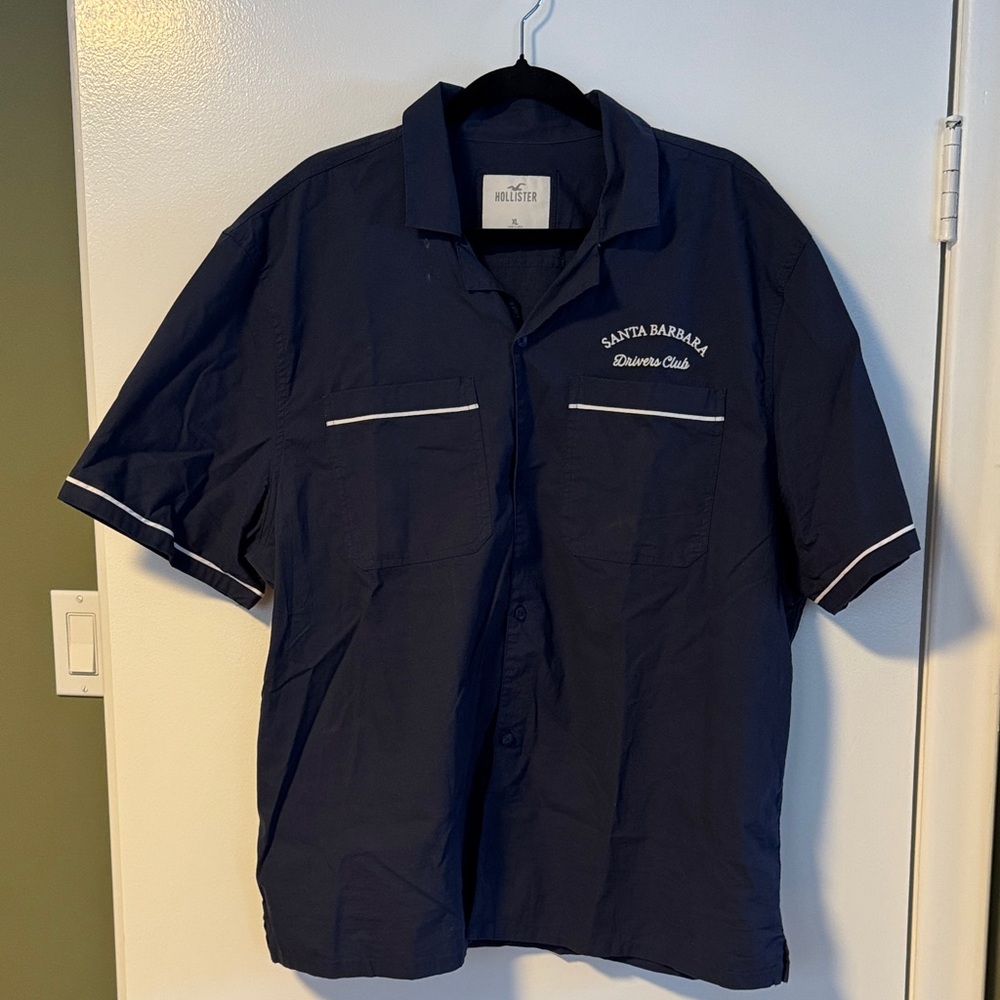 Hollister Navy Shirt with White Accents